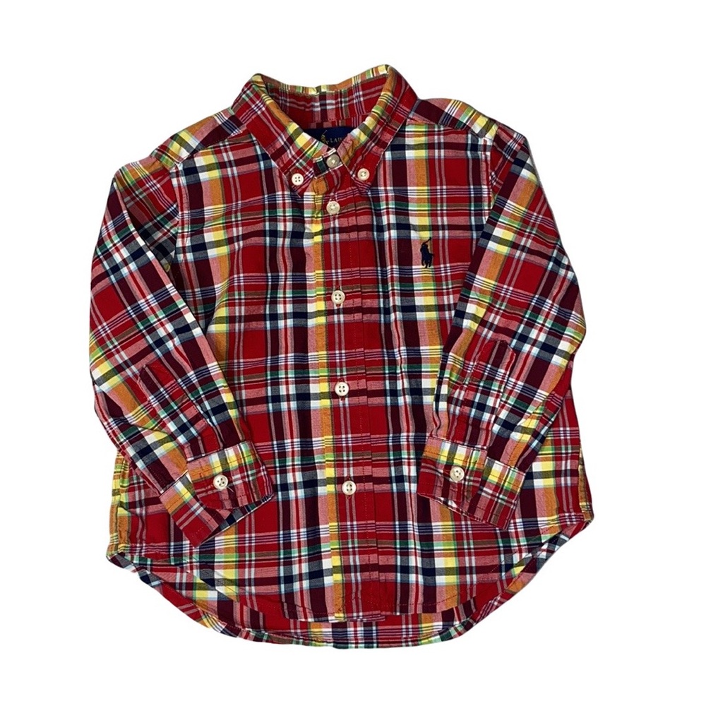Ralph Lauren Baby Boys Red Plaid Button Down Shirt  (18 months)